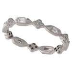 Baguette and Round Cut Diamond Clover Band White Gold Eternity Around