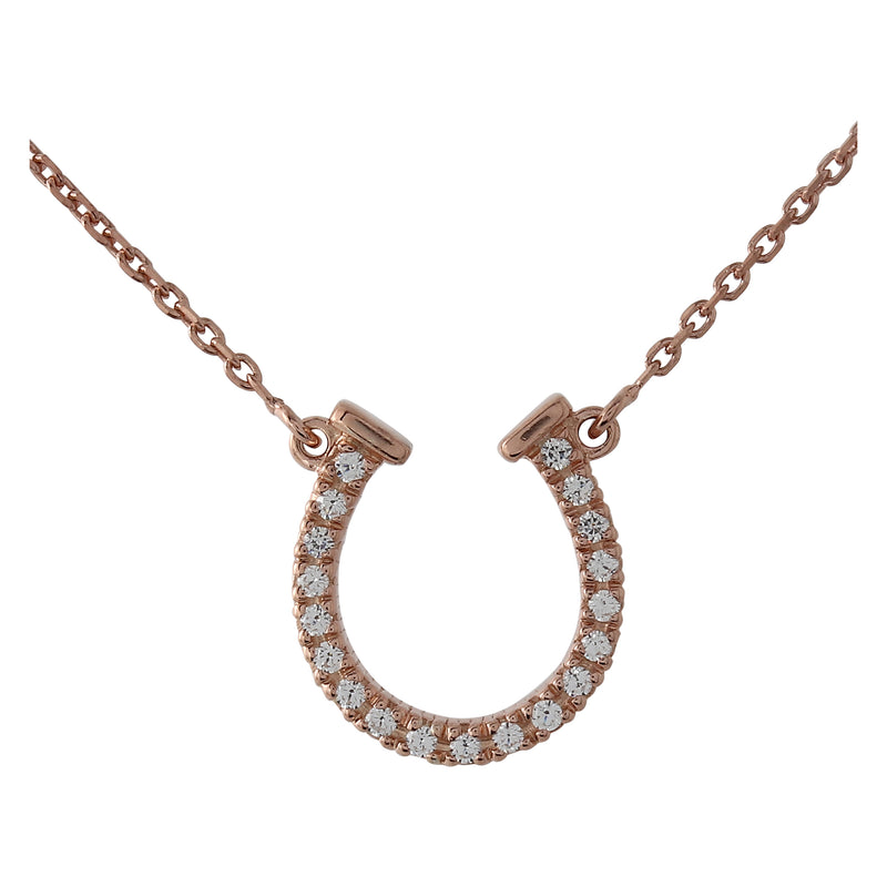 BK Signature Horseshoe Collection Rose Gold Necklace with White Diamonds