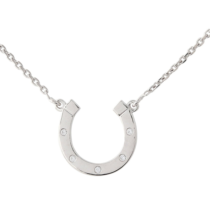 BK Classic Horseshoe Collection White Gold Necklace with White Diamonds