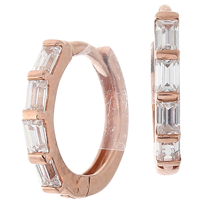 White Diamonds Rose Gold Hoop Earrings