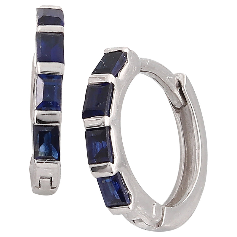 Sapphire and White Gold Hoop Earrings