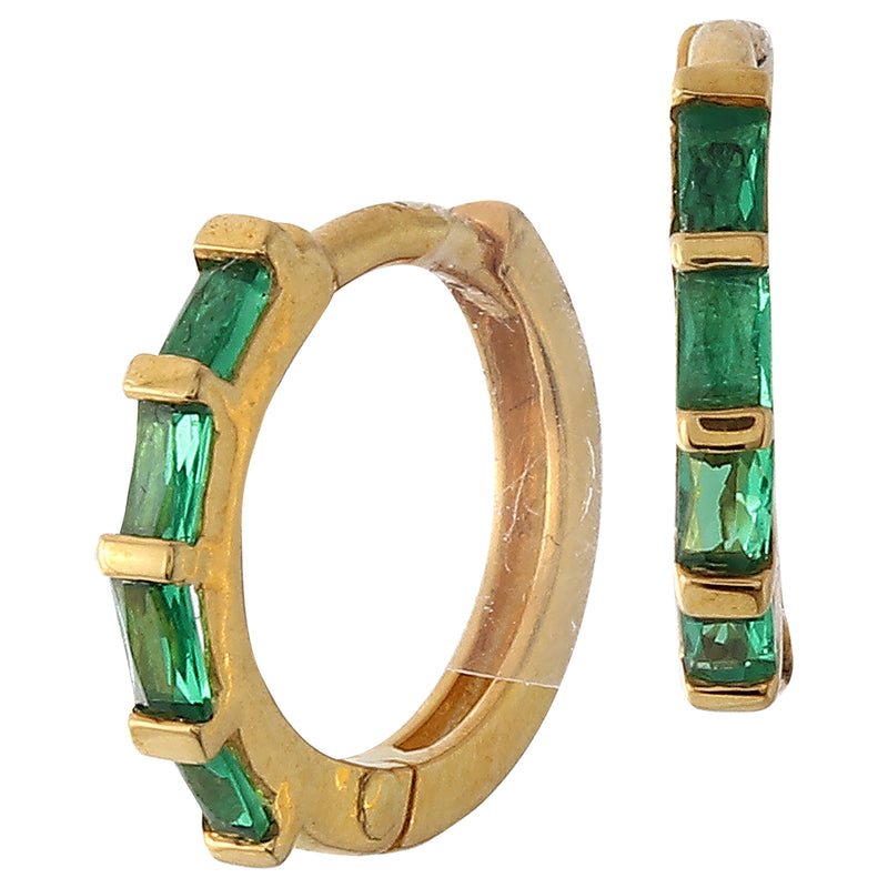 Tsavorite on Yellow Gold Hoop Earrings