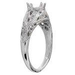 Vintage Inspired Diamond Engagement Semi-Mount Ring