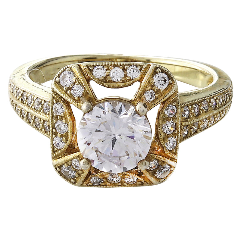 Vintage Inspired Round Engagement Semi-Mount Ring