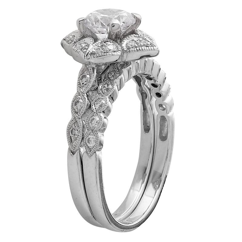 Diamond Halo Engagement Semi-Mount Set