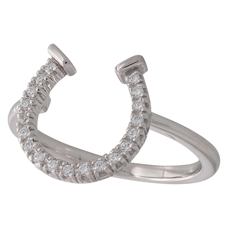 BK Signature Horseshoe Collection Gold Ring with White Diamonds