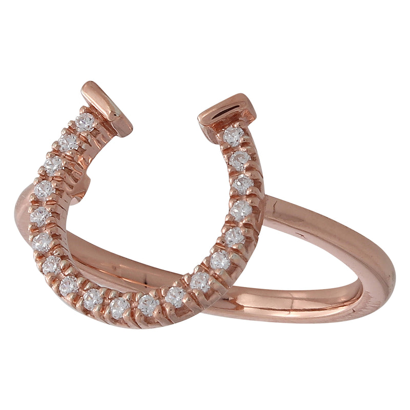 BK Signature Horseshoe Collection Rose Gold Ring with White Diamonds