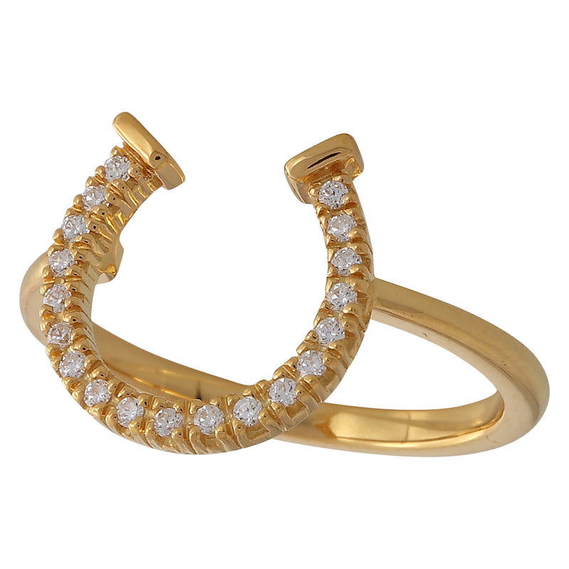 BK Signature Horseshoe Collection Yellow Gold Ring with White Diamonds