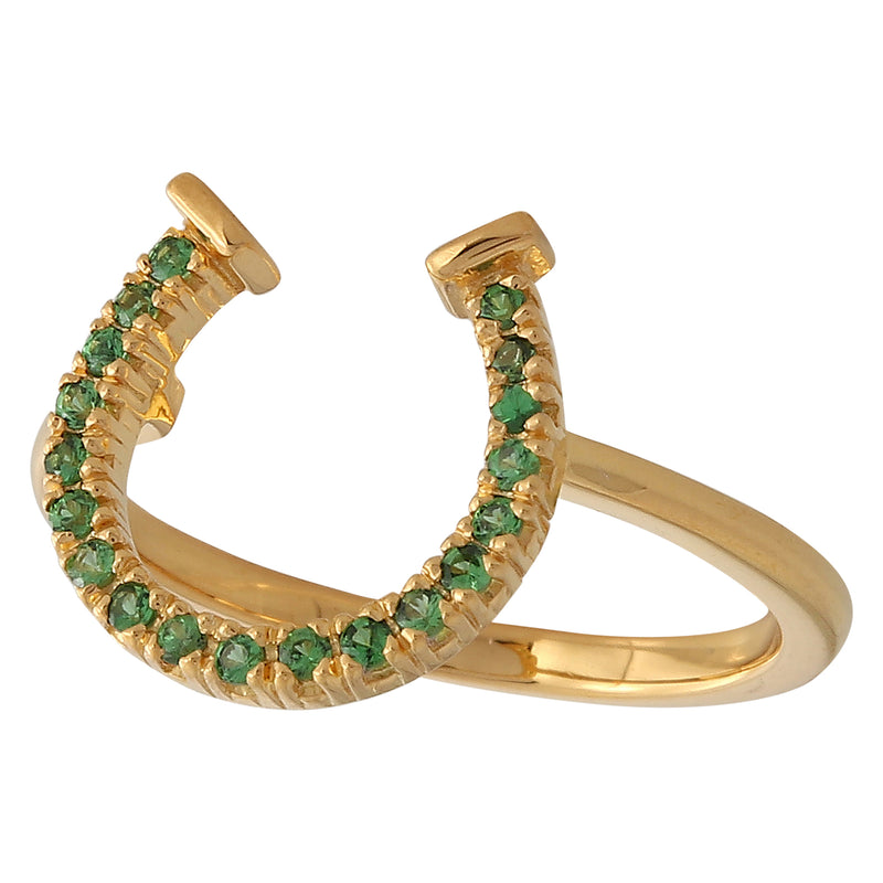 BK Signature Horseshoe Collection Yellow Gold Ring with Tsavorite