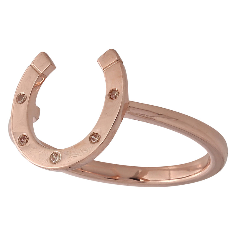 BK Classic Horseshoe Collection Rose Gold Ring with Cognac Diamonds