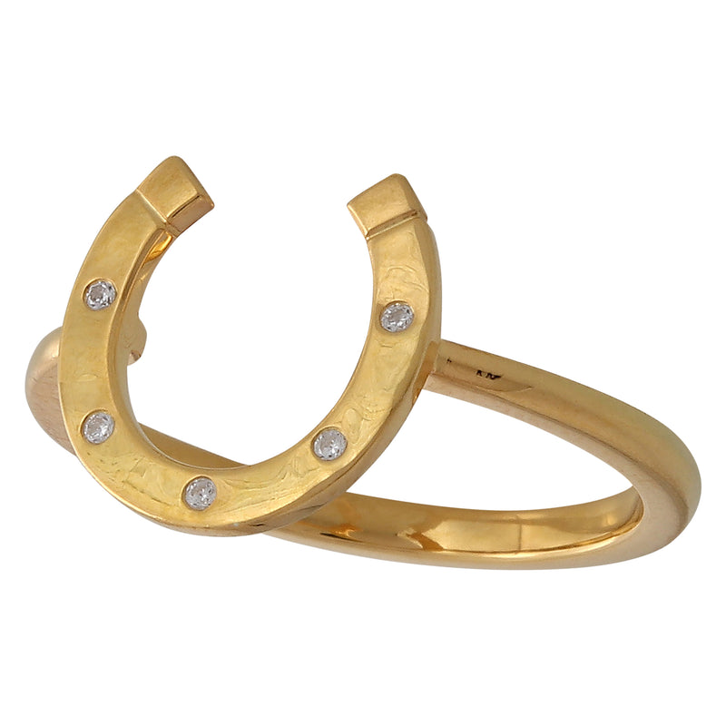 BK Classic Horseshoe Collection Yellow Gold Ring with Diamonds