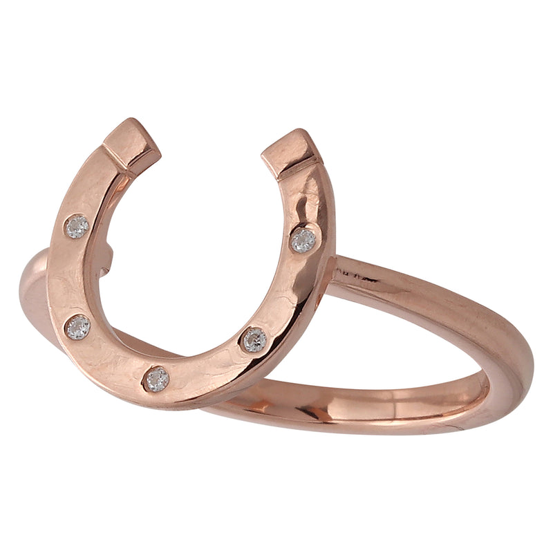 BK Classic Horseshoe Collection Rose Gold Ring with Diamonds