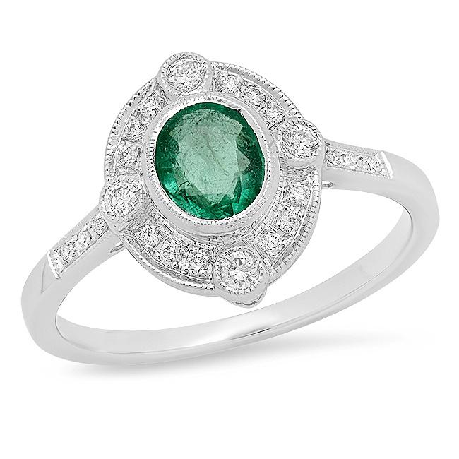 Diamond & Emerald Semi-Mount Ring