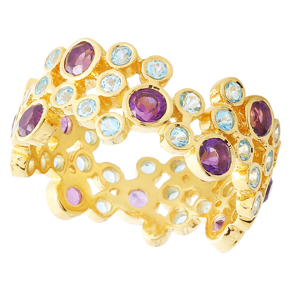 Pop Amethyst and Topaz Wide Bubble Band – Beverley K